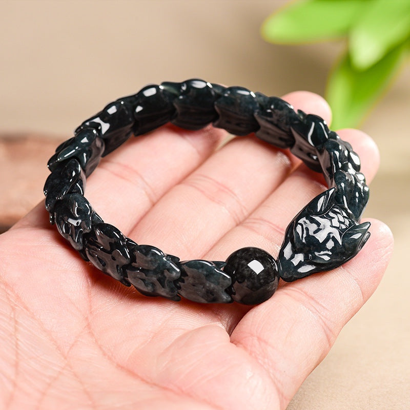 Jadeite Dragon Bones Bracelet - Rooted Romance Statement Piece
