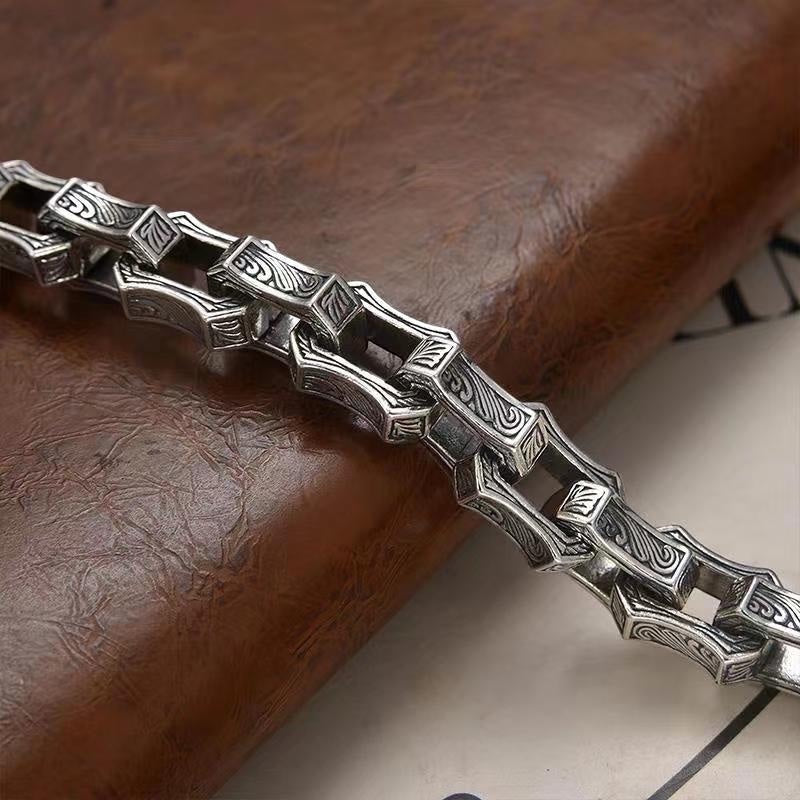 Rock Geometric Link Bracelet - Neo Deco Glam Silver - BoxUnboxed