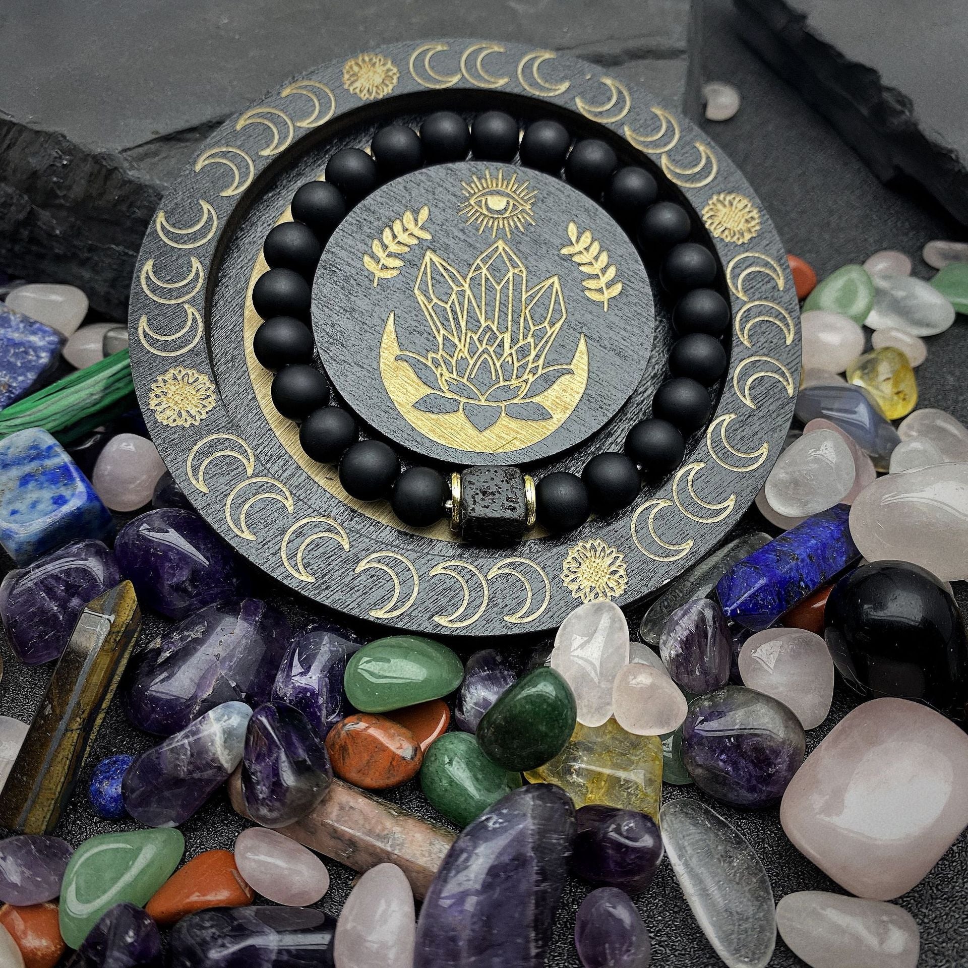 The Obsidian & Volcanic Stone Stack Bracelet