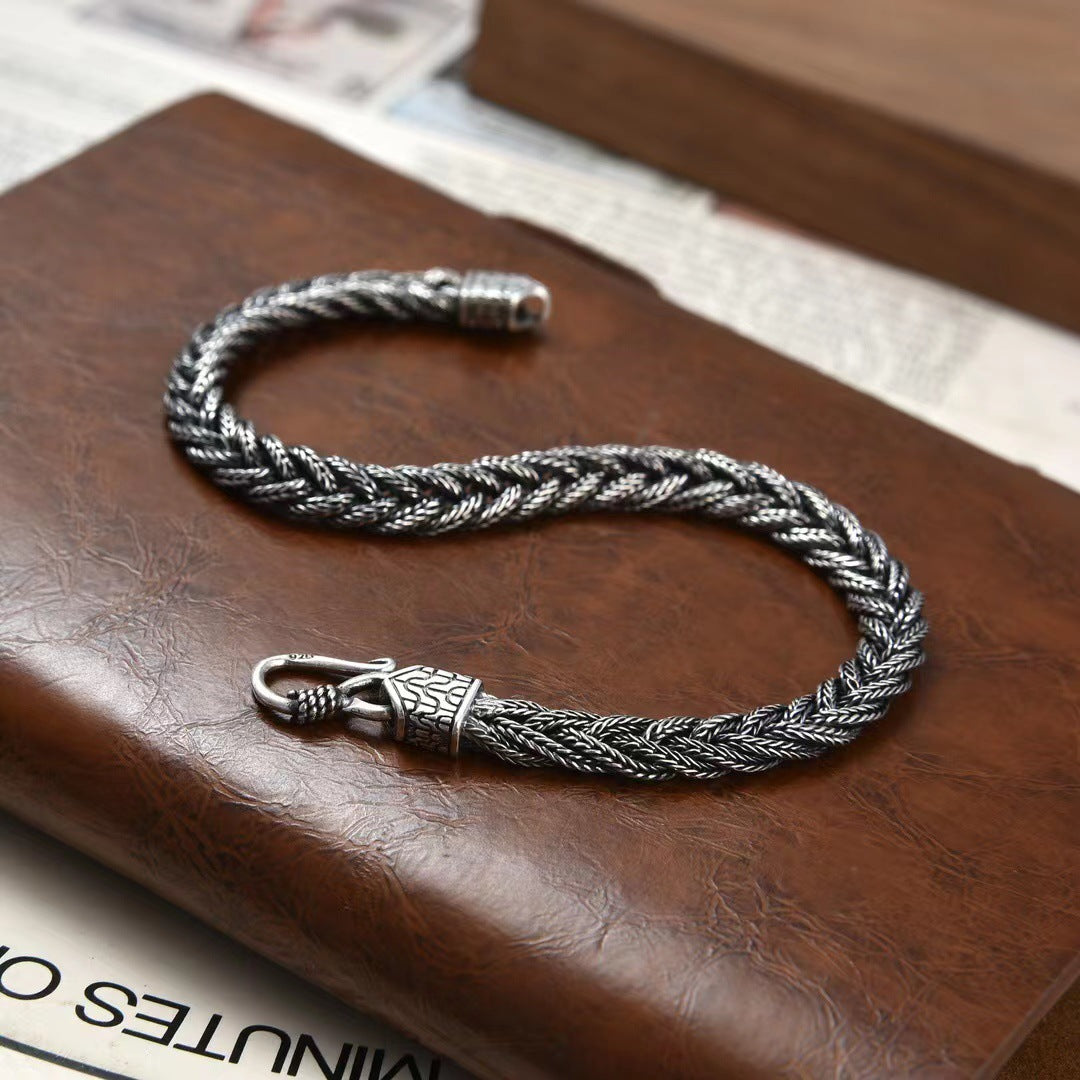 The Sovereign Viking Vajra Braided Link Chain in Solid 925 Silver