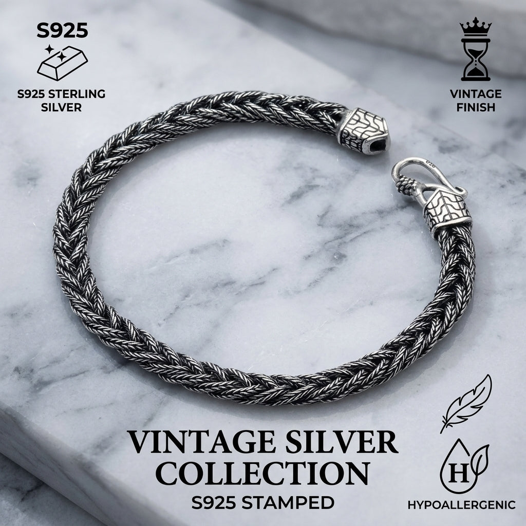 The Sovereign Viking Vajra Braided Link Chain in Solid 925 Silver