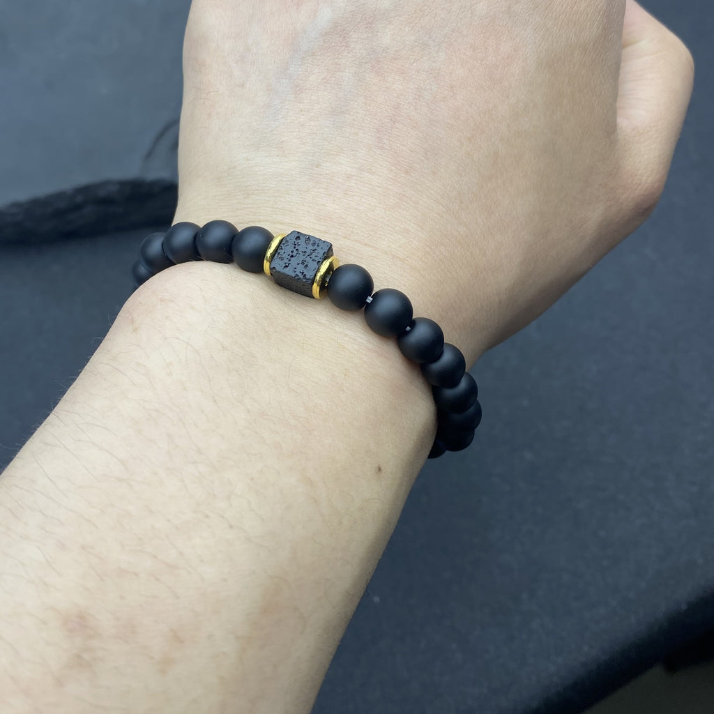 The Obsidian & Volcanic Stone Stack Bracelet